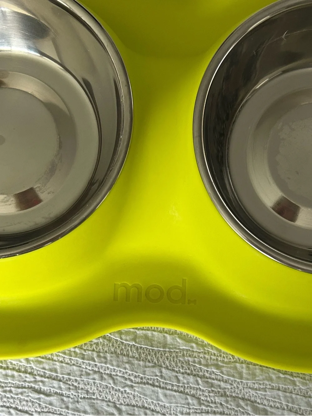 Mod -Double Stainless Steel Pet Bowls in Lime Yellow Stand